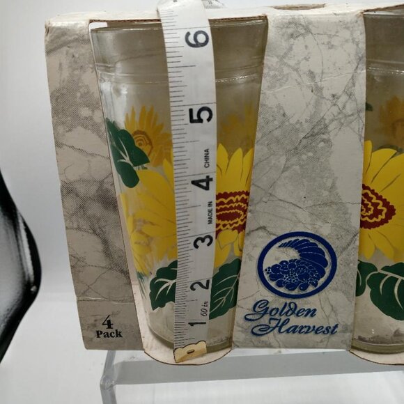 Decorated Tumbler Pack - 4 Anchor Glass Container Corp Glasses- Sunflower design - Picture 6 of 6